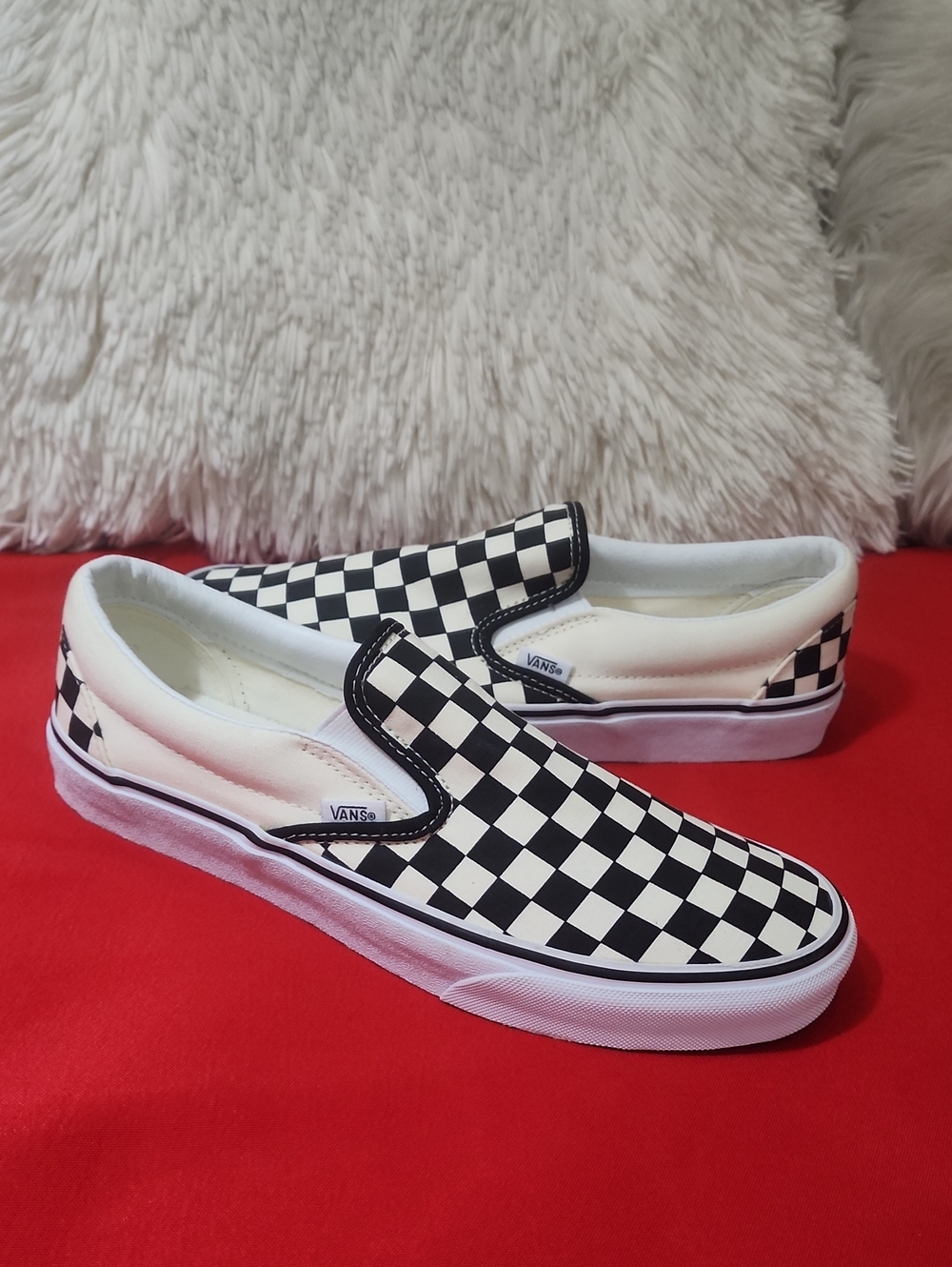 Vans Unisex Checkerboard Slip-On Sneakers - Black & White